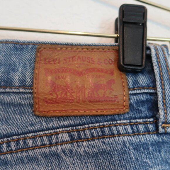 Levi's Vintage Red Tab Light Wash Distressed Straight Jeans, Size 27 Button Fly - Picture 7 of 8